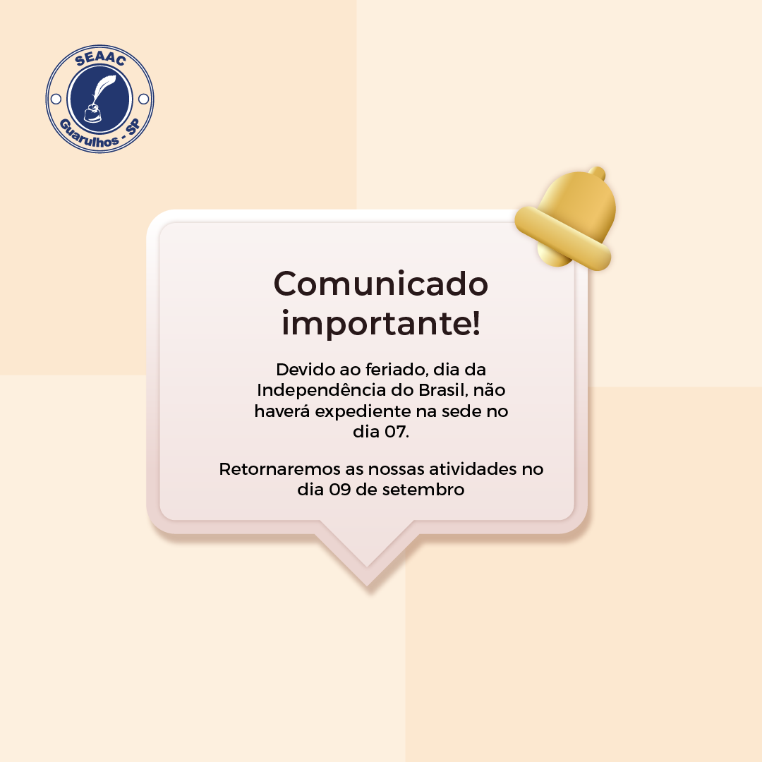 Aviso de Expediente – Feriado de 07 de Setembro